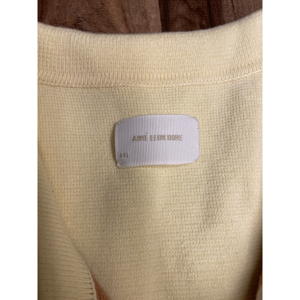 NWT Aimé Leon Dore Yellow Striped Cotton Polo Cardigan Sweater XXL - Picture 3 of 9